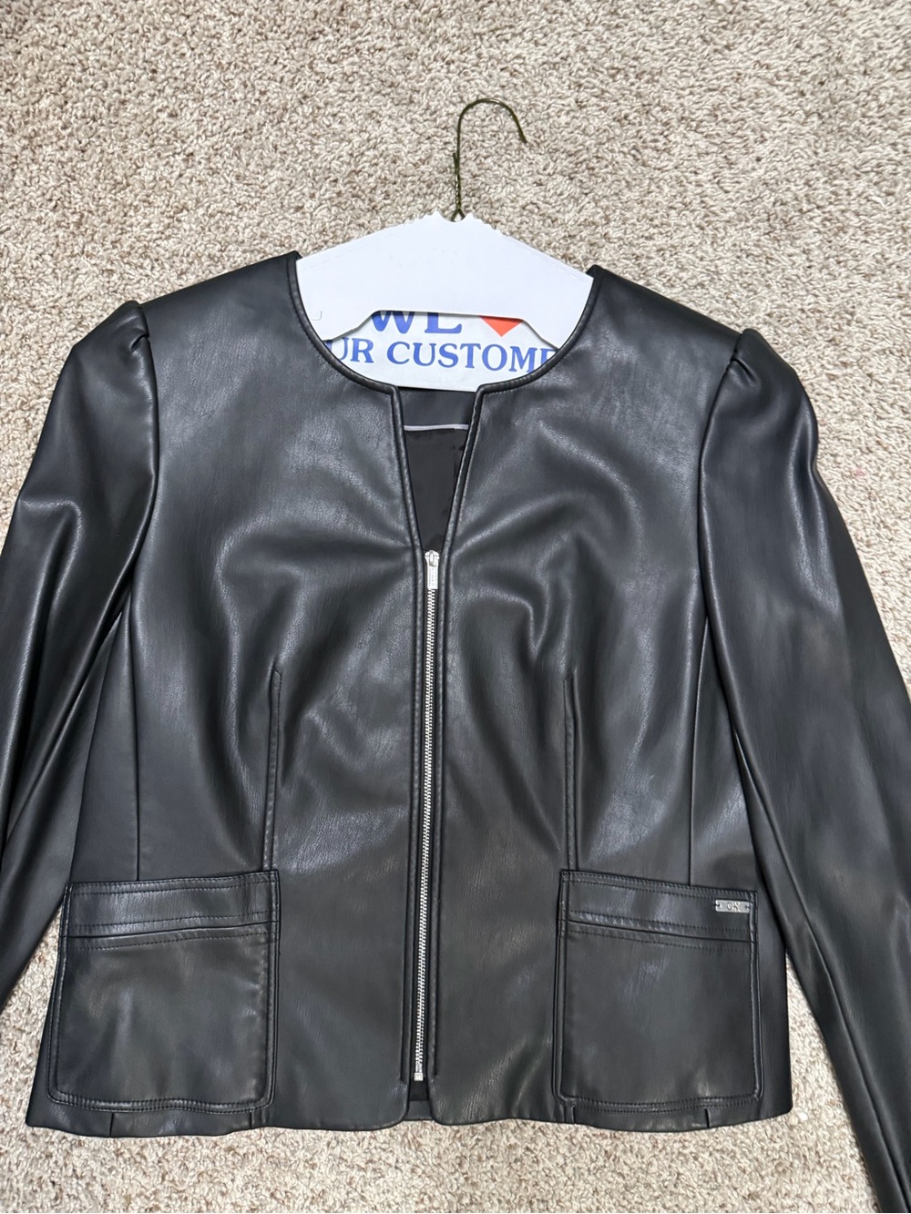Calvin Klein Black Leather Zip-Front Jacket